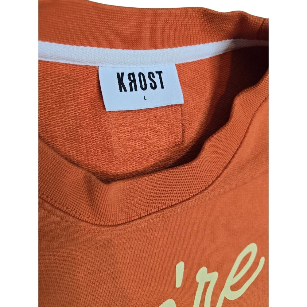 KROST x TOMS We're All Friends Here Sweatshirt Orange Cotton Crewneck Large - Picture 4 of 7
